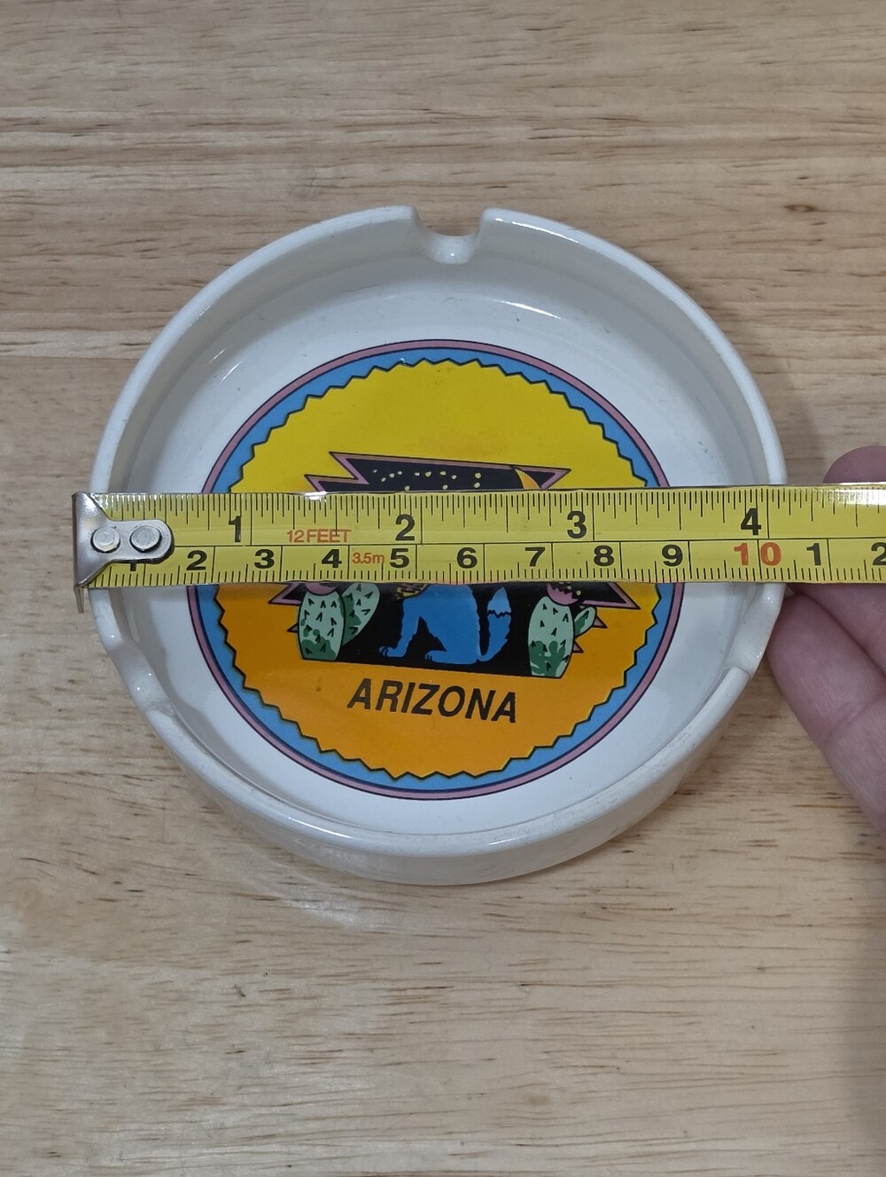 Vintage Arizona Southwestern Souvenir 4" Round Ceramic Ashtray Tobacciana - Picture 5 of 5